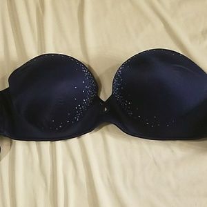 34C padded bombshell strapless bra with rhinestone